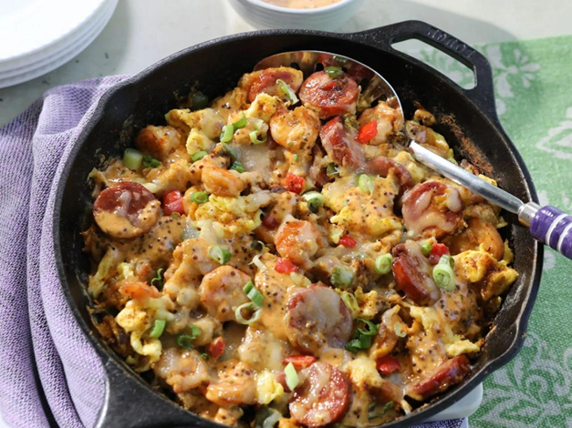 CAJUN BREAKFAST SKILLET (POTATOES, EGGS & ANDOUILLE)