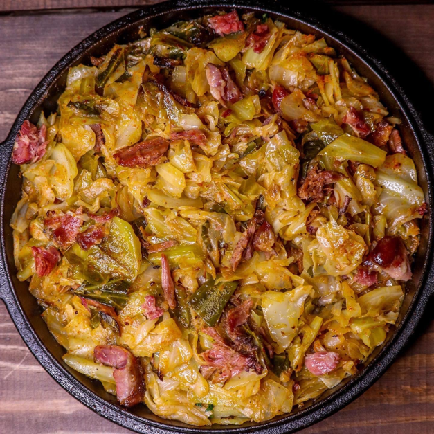 CAJUN SMOTHERED CABBAGE WITH SAUSAGE